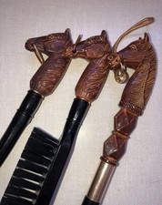 Vintage Equestrian Horse Head Brush Shoehorn Set 3 Pc VTG