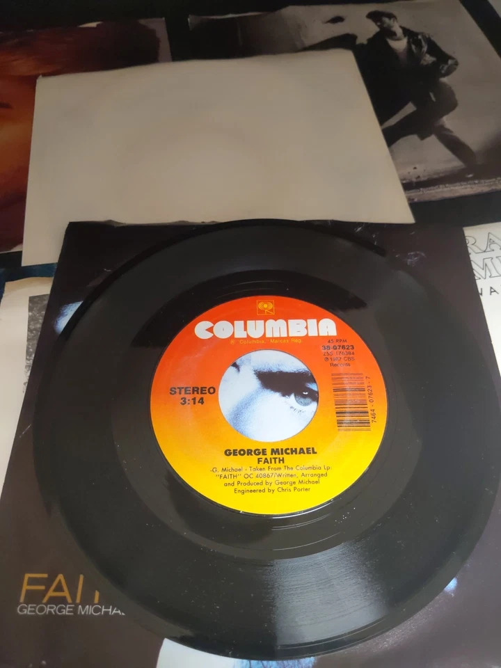 Lot of 7 George Michael 45 Vinyl LP w/Picture Sleeves Foto 2 de 4