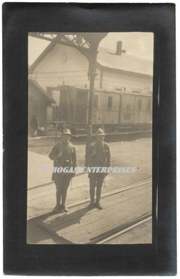 Vtg 1921 Romanian Soldiers Train Depot Bucharest Romania RPPC Postcard N04