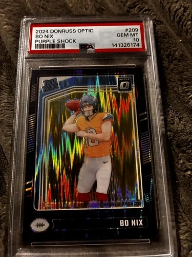 2024 PANINI DONRUSS OPTIC PURPLE SHOCK #209 BO NIX PSA 10