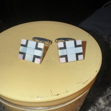 Cufflinks 925 Silver HallMark & Mother of Pearl Excellent  Square