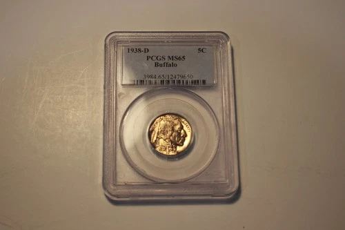 1938-D Buffalo Nickel - MS65 PCGS - Golden Toned - Nice Coin