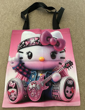  Hello Kitty Graphic Print Tote Bag Pink Black Shoulder Straps