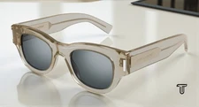 SAINT LAURENT SL 573 003 Cat Eye Acetate Beige Silver 49 mm Women's Sunglasses