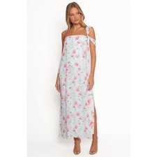 Petal + Pup Eloisa Strapless Floral Maxi Dress Womens Size 4 Light Blue Pink Bow