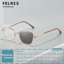 Metal Photochromic Cat Eye Reading Glasses Women Classic Presbyopic Sunglasses