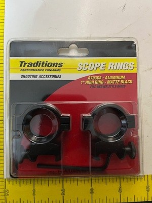 Traditions A793DS 1'' High Rings Aluminum Matte Black-Fits Weaver Style Bases