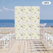 12PC Artificial Flower Wall Panel Wedding Backdrop Event Party Flower Wall Panel