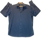 Boss Hugo Boss Mens Button Down Shirt Sz 17 34/35 Black Pin Stripe Long Sleeve