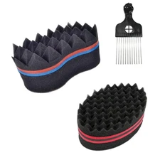 Twist Hair Sponge Set - Metal Hair Pick Comb Twister Tool for Afro Women & Men -