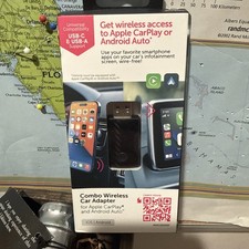 Aluratek - Apple CarPlay i Android Auto Combo Bezprzewodowy adapter samochodowy - czarny