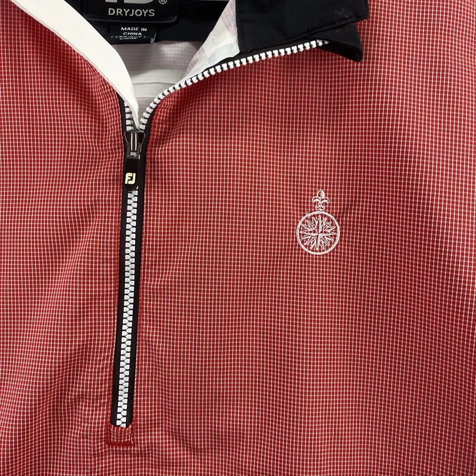 FootJoy XL Pulôver HydroLite DryJoys Vermelho Branco Meio Zíper Jaqueta de Chuva de Golfe Poli - Imagem 4 de 4