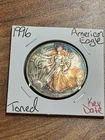 1996 AMERICAN SILVER EAGLE BU 1 OZ SILVER TONING TONED COIN (Raw16932) (AF)