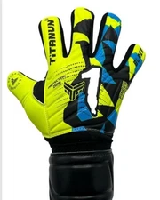 TITANUN BLAZE goal keeper , goalie soccer gloves (yellow and Blue) Sizes 2-11