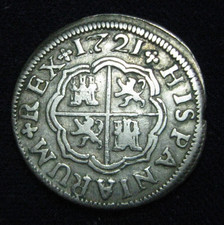 ZALDI2010 - FELIPE V , 1 REAL DE 1721 , SEVILLA . 2,55 gramos/20,5 mm . PLATA