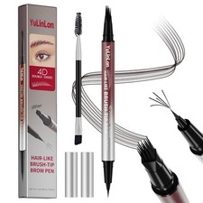 4D Double-Ended Eyebrow Pen, Hair-Like Brush Tip, Quick-Drying Microblade Bro...