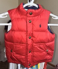 Ralph Lauren Reversible Down Puffer Vest Red/Blue 18M Pockets Snap