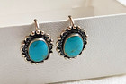 Vintage Sterling &Turquoise Screw Back Earrings Marked Sterling By Bell — photo 8