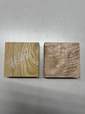 2 Pcs, White Ash+ Flame Maple Bowl Blanks 6x 6x 2 Woodturning Block #7607