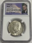 1968 D NGC MS64 Silver Kennedy Half Dollar 50c JFK Coin Signature Flag Label