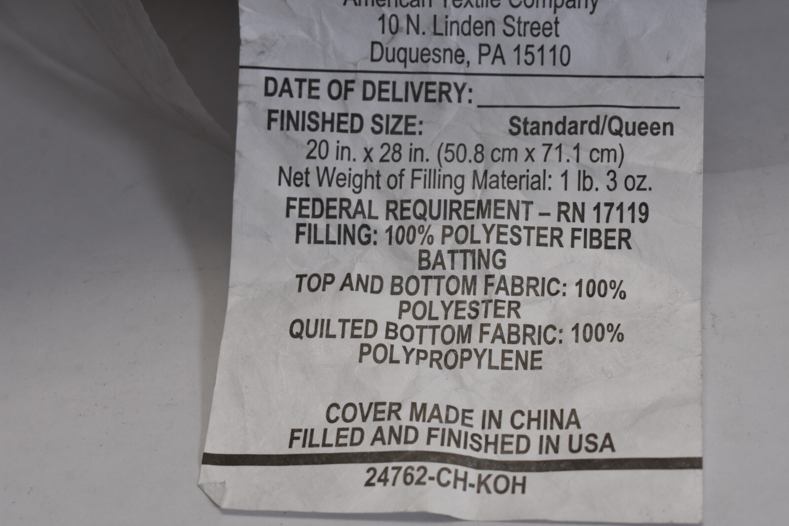 The Big One Quilted Side Sleeper Bed Pillow Queen 20" x 28" Medium Firm