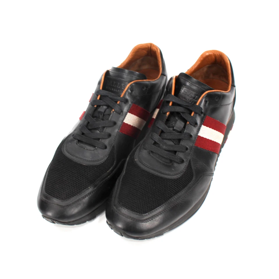 Bally Cuero Aston Zapatillas Negras Borgoña Rojo Web Tenis EU 9 US 10 Zapatos Foto 2 de 4