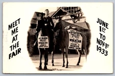 1933 RPPC BERNIE RATTNER signed rode 2000 miles RIO GRANDE 2 CHICAGO WORLDS FAIR