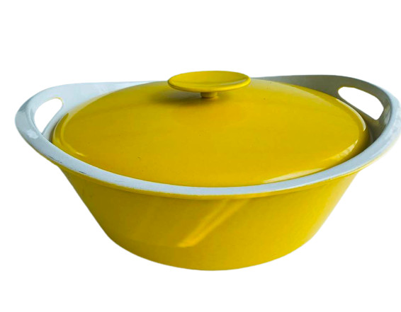 MID CENTURY Copco Denmark Yellow Cast Iron Enamelware 4QT. Dutch Oven Pot Lid