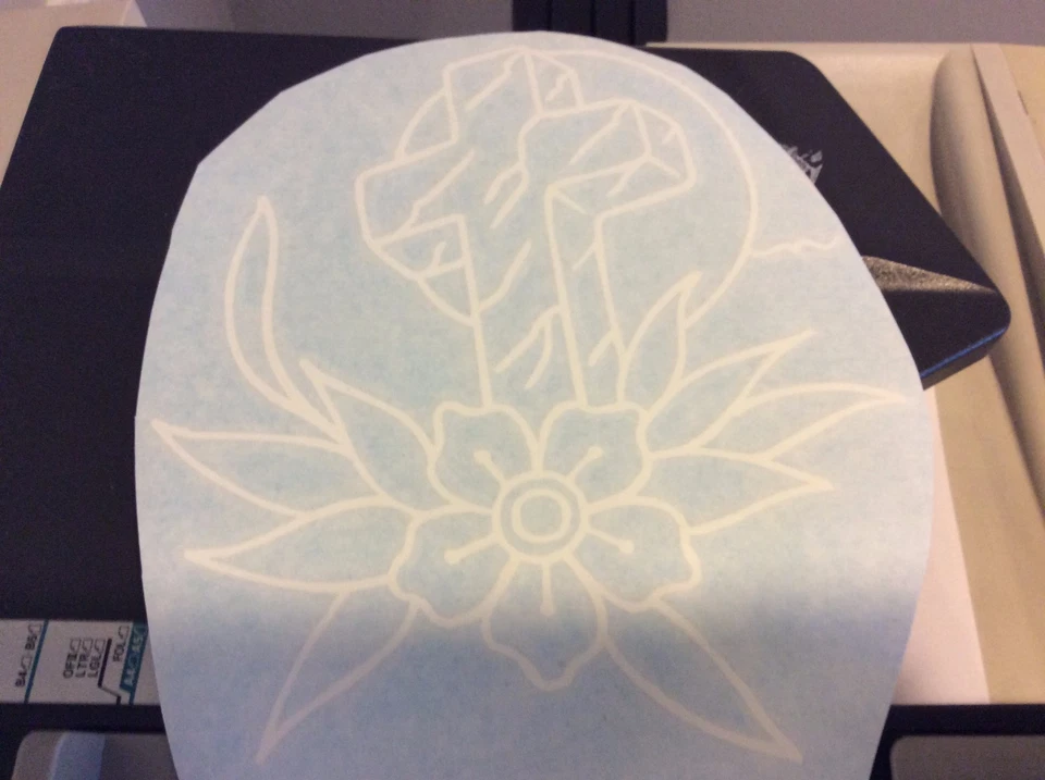 Cruz religiosa, en memoria calcomanía cruz y flores calcomanía personalizada, calcomanía de vinilo Foto 3 de 3