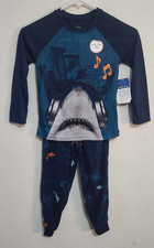 Wonder Nation 2-Pc Shark Glow-In-The-Dark Pajama Sleep Set Boy's Sz XS 4/5 
