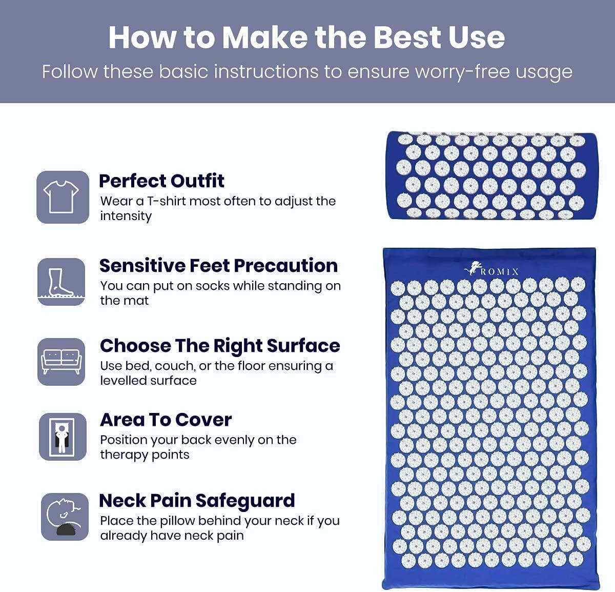 Acupressure Mat Massage Pillow Yoga Shakti Sit Lying Mats Pain Stress