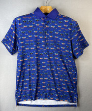 Greyson Performance Golf Polo Shirt Mens Size M Dragonflies All Over Print Blue