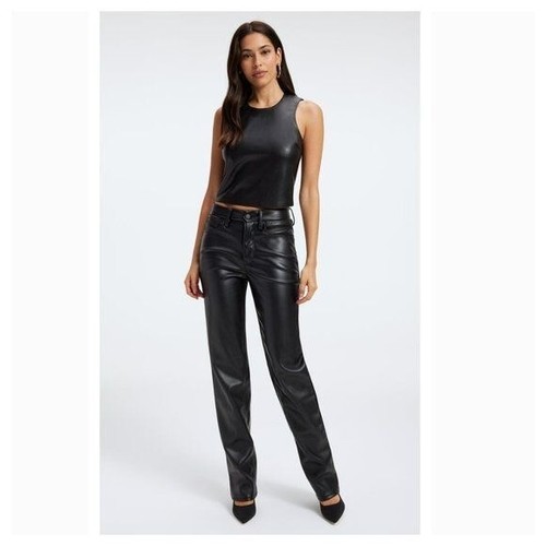 Good American Women's Good Icon Faux Leather Pants Black Size 12 | eBay