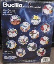 Bucilla Cross Stitch Kit White Christmas 83444 12 Polar Bear Ornaments New