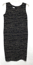 Leslie Fay Straight Line Shift Dress Circle print Size 14 Black Brown