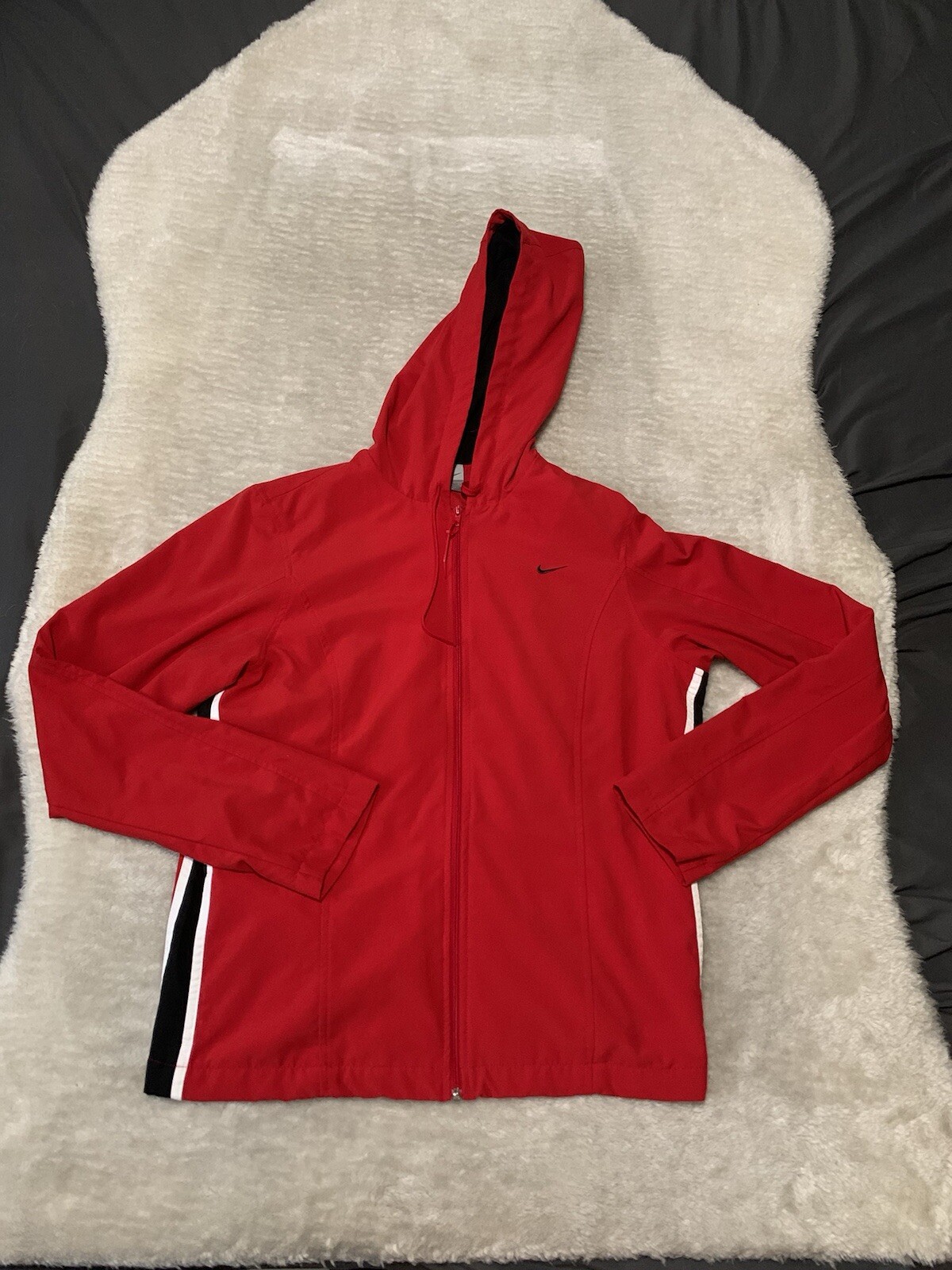 SACAI X NIKE Giacca da pista Nike rossa full zip donna Y2K etichetta argento taglia media