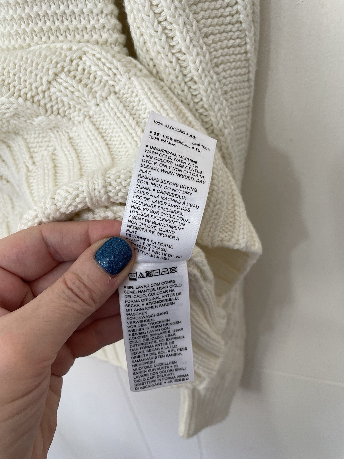 Amazon Essentials Cable Knit Sweater Ivory Cotton… - image 9