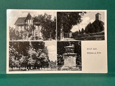 AK, Räbke a. Elm, Niedersachsen, Jugendheim, Festplatz, Kirche, Stempel, gelaufe