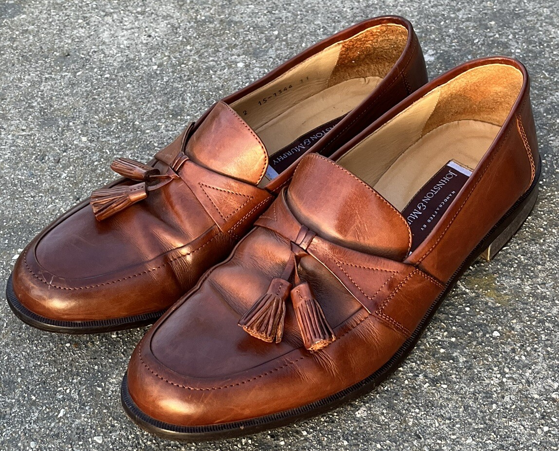 Johnston & Murphy Mens Brown Tasseled Loafers Shoes 15 7110 Size 11 Italy Men main image 4