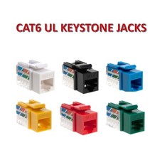 CAT6 UL Keystone Jack 8P8C 45 Degree 110 Punchdown RJ45 Ethernet Plug Pack LOT