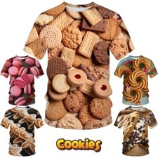 Funny Food Cookie Round Neck 3D printed T-shirt Summer men's fashion T-shirt