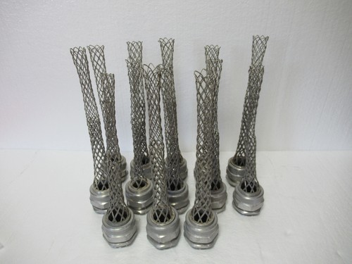 Lot of 13 Meltric Strain Relief Aluminum Cord Grip 2" Male NPT w/ 8" Mesh