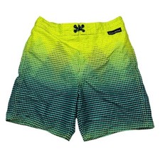 Body Glove Board Shorts Boys Neon Yellow Blue Lined Swimsuit Size 12