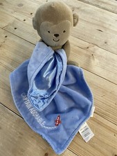 Carters Child of Mine Blue Monkey Captain Adorable Satin Lovey Security Blanket