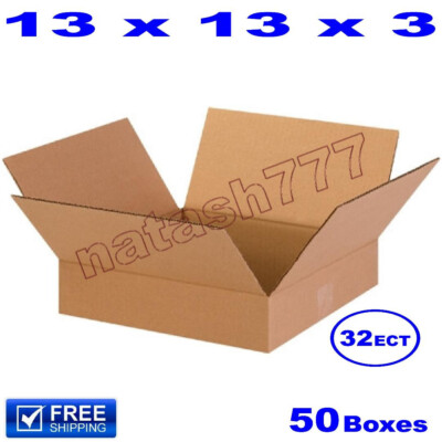 50 - 13x13x3 Cardboard Boxes 32-ECT Mailing Packing Shipping Corrugated Carton