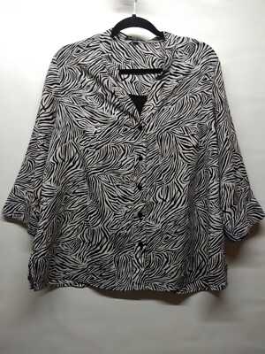 Notations Women's Blouse 2x Zebra Stripes 018