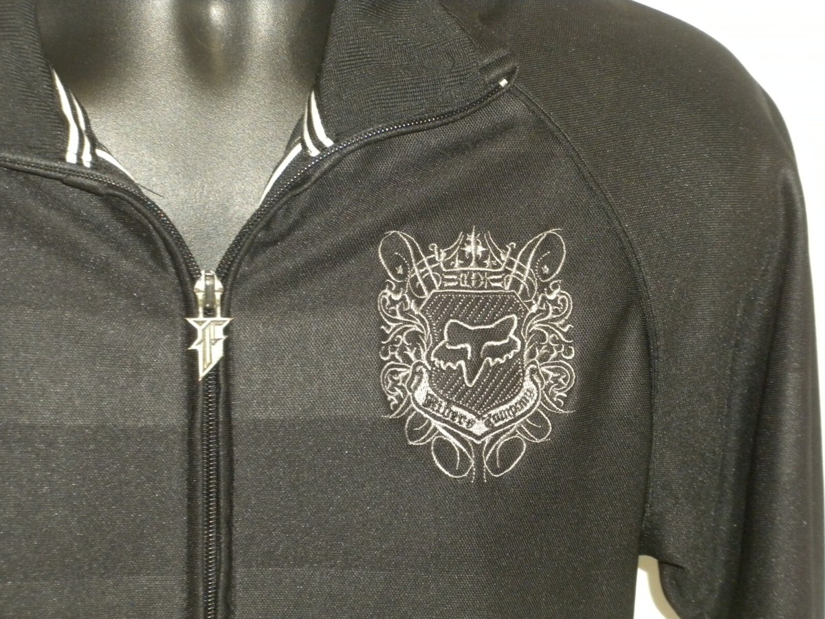 Fox Racing Jacket Mens S Black Deluxe Full Zip Striped
