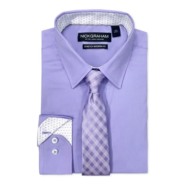 Мужская рубашка современного покроя Nick Graham лавандового цвета 17-17534-35 6590₽