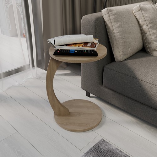 Beistelltisch C-Form runder Kaffeetisch, Couchtisch, Sofatisch Rollen Wohnzimmer - Bild 39 von 44