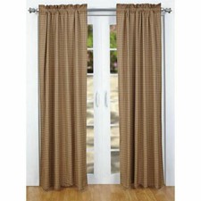 84"L Lodge Style Lined Curtains Red Navy Tan Plaid Cotton w/ Tie Backs Millsboro
